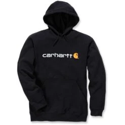 Carhartt Mens Stretchable Signature Logo Hooded Sweatshirt Top