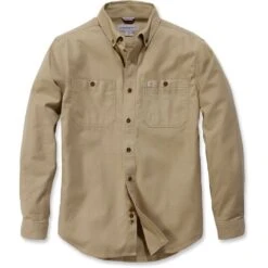 Carhartt Mens Rugged Flex Rigby Solid Long Sleeve Work Shirt
