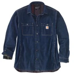 Carhartt Mens Denim Fleece Lined Snap Front Shirt -Cheap Tough Work Wears Store 105605 h84 04