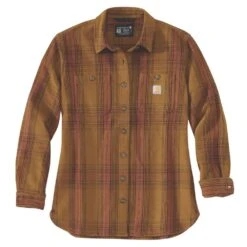Carhartt Womens Cotton Long Sleeve Twill Plaid Shirt