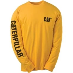 Caterpillar Mens Trademark Logo Cotton T Shirt Yellow -Cheap Tough Work Wears Store 18496 32894a