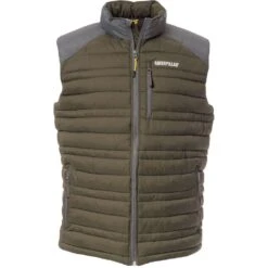 CAT Workwear Mens Defender Water Resistant Insulated Nylon Vest -Cheap Tough Work Wears Store cat465 moss 01