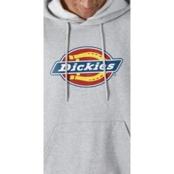 Dickies Mens Logo Graphic Relaxed Fit Fleece Hoodie -Cheap Tough Work Wears Store dic013 grey 03