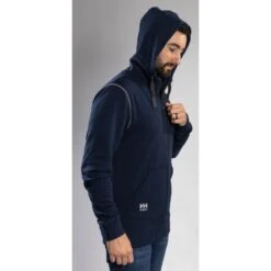 Helly Hansen Mens Oxford Full Zip Hooded Sweatshirt -Cheap Tough Work Wears Store hh047 navy 03