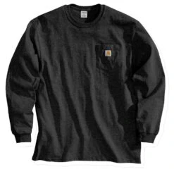 Carhartt Mens Workwear Pocket T Shirt Long Sleeve T Shirt -Cheap Tough Work Wears Store k126 blk 01 2