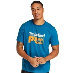 Timberland Pro Mens Core UPF Protection Graphic Logo T Shirt -Cheap Tough Work Wears Store tim060 blue