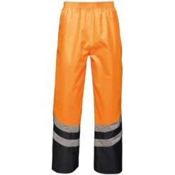 Regatta Mens Hi Vis Pro Waterproof Workwear Over Trousers -Cheap Tough Work Wears Store trw505 5lv 01